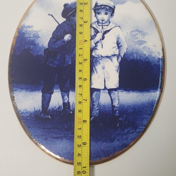 DJC Collectables Oval Blue Children Plaque Royal Doulton Style English Porcelain - Picture 6 of 7
